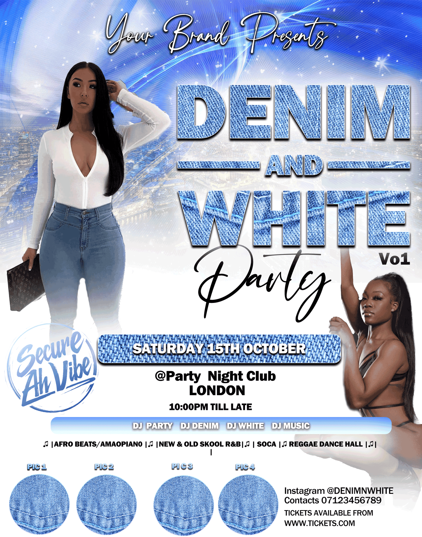 Denim and White / Blue and white Flyer template